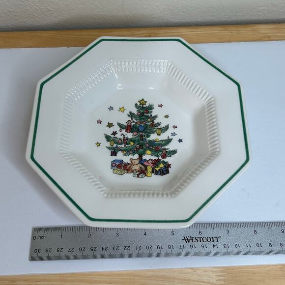 Vintage Nikko Classic Collection Japan Octagon Christmas Tree Small Plate Decor - Picture 7 of 8